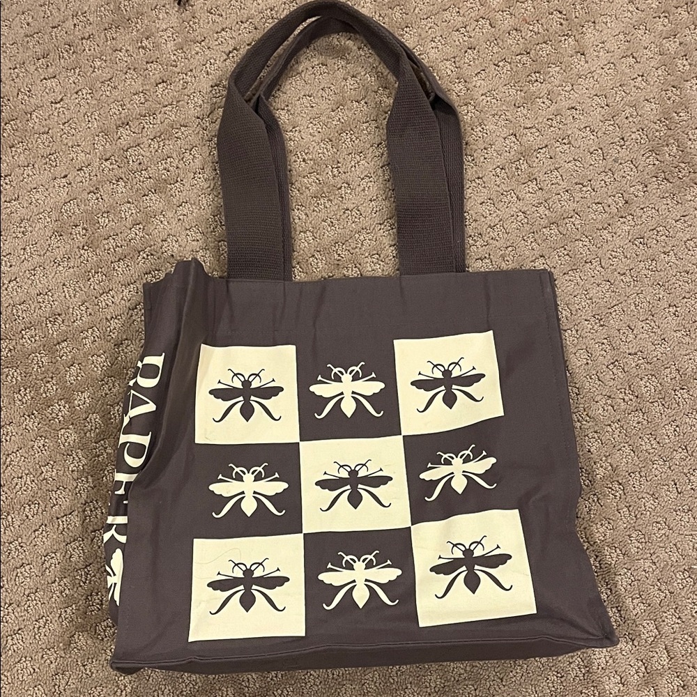 Paper Source Stylish Gray Tote Bag with Insect Design